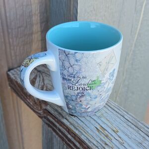 Rejoice  Psalm 118 / Inspirational Ceramic Mug blue 🔵 floral butterfly